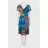 Abstract print dress with press-studs closure 