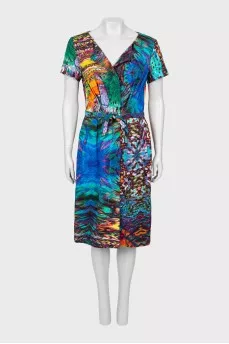 Abstract print dress with press-studs closure 