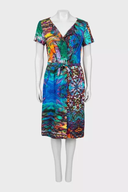 Abstract print dress with press-studs closure 