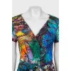 Abstract print dress with press-studs closure 