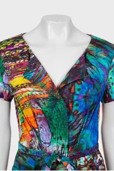 Abstract print dress with press-studs closure 