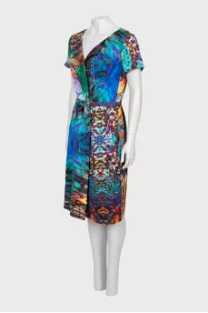 Abstract print dress with press-studs closure 