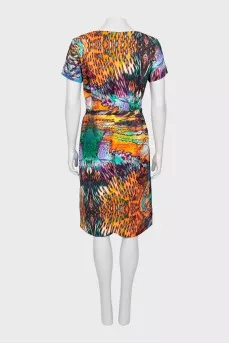 Abstract print dress with press-studs closure 