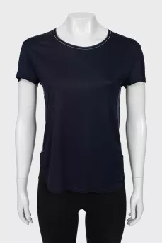 Dark blue T-shirt with rhinestones