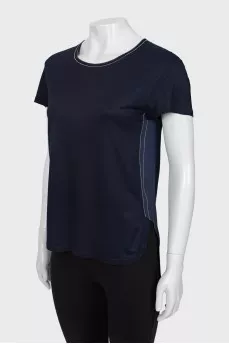 Dark blue T-shirt with rhinestones