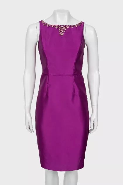 Purple dress decorated with rhinestones