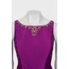 Purple dress decorated with rhinestones