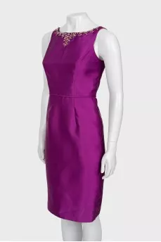 Purple dress decorated with rhinestones
