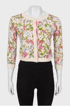 Floral cropped cardigan