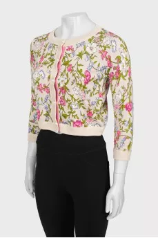 Floral cropped cardigan