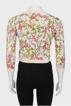 Floral cropped cardigan