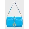 Blue clutch bag with gold hardware