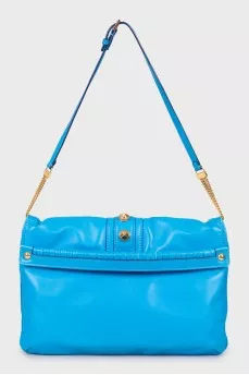Blue clutch bag with gold hardware