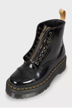 Patent leather boots with chunky soles