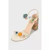 Leather sandals with appliqué