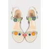 Leather sandals with appliqué