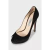Suede black stilettos
