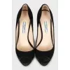 Suede black stilettos