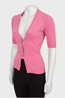 Cardigan with short sleeves and perforation