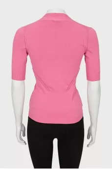 Cardigan with short sleeves and perforation