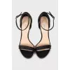 Leather sandals with silver heels