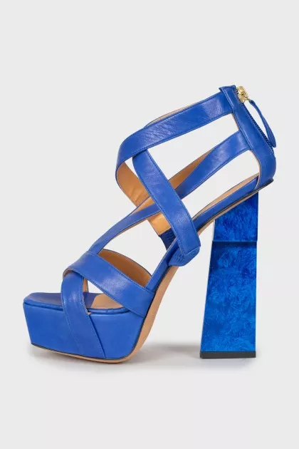 Blue heeled sandals