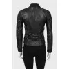 Black leather jacket with silver hardware