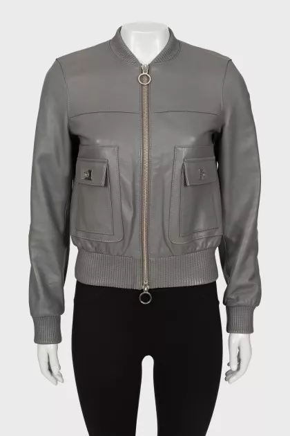 Gray leather jacket