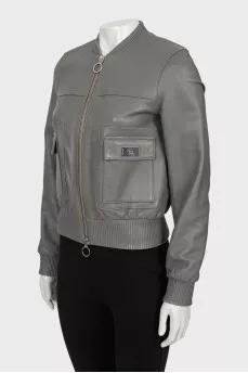 Gray leather jacket