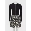 Black and white dress with a patterned hem