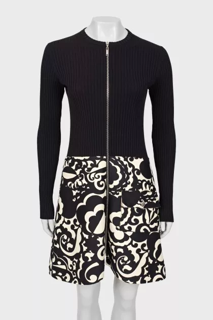 Black and white dress with a patterned hem