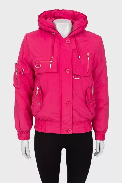 Pink down jacket with pockets