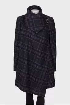 Checked wool coat