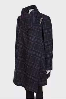 Checked wool coat