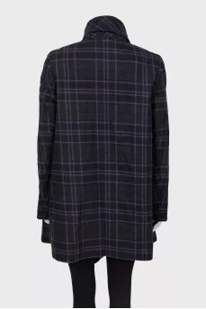 Checked wool coat