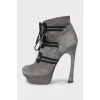 Grey lace-up boots 