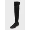 Leather boots with decorated heel