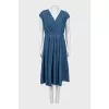 Denim dress with draped waist