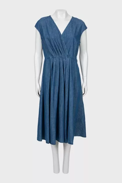 Denim dress with draped waist