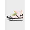 Mixed color textile sneakers