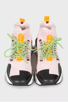 Mixed color textile sneakers