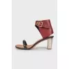 Leather sandals with metal heels