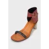 Leather sandals with metal heels