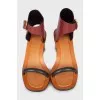 Leather sandals with metal heels