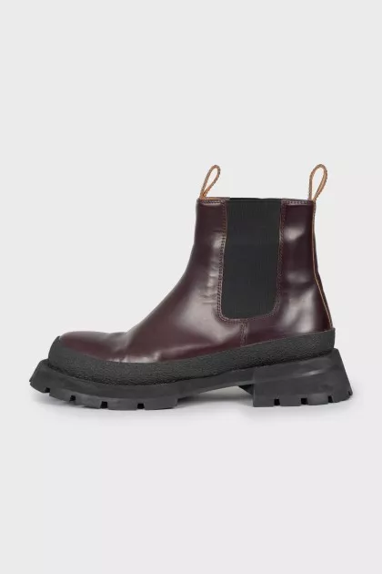 Leather boots with chunky soles