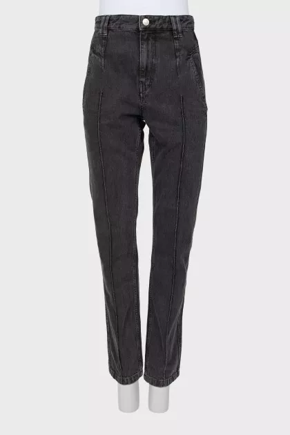 Dark gray jeans with raised seams