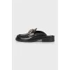 Leather mules with gold-tone hardware