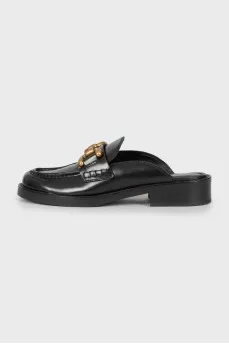 Leather mules with gold-tone hardware