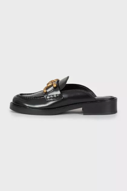 Leather mules with gold-tone hardware