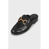 Leather mules with gold-tone hardware